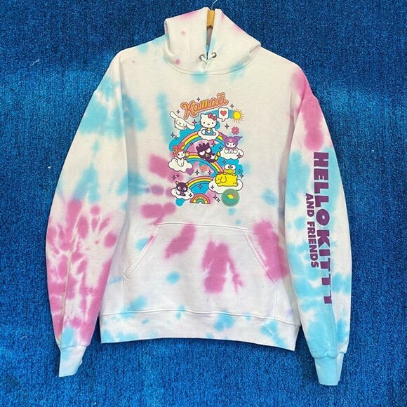 Sanrio Kawaii Good Vibes Happiness Overload Tie Dye Hoodie L